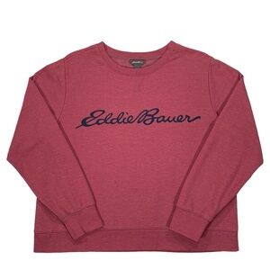 Eddie Bauer Women’s Light Red Script Logo Long Sleeve Sweatshirt Size Large